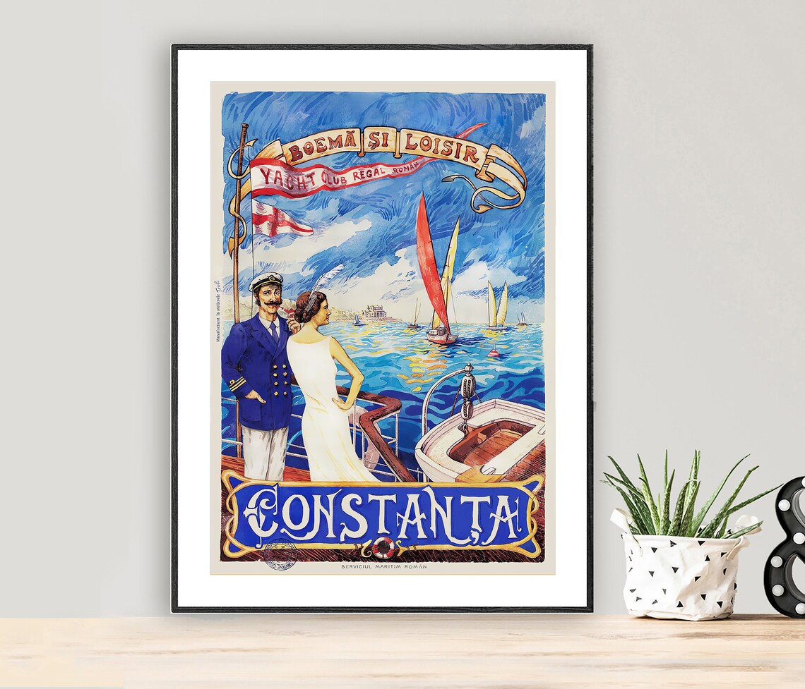 Yacht Club Regal Roman Constanta Sailing Vintage Travel Poster