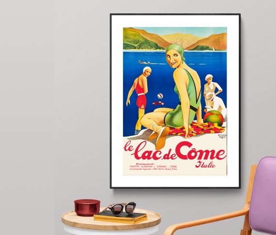 Le Lac De Come Italie Vintage Travel Poster Poster Print Or Print Gift Idea Wall Decor
