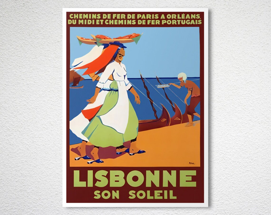 Lisbonne Portugal Vintage Travel Poster, Europe Art Print - Image 2