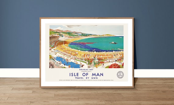 Isle Of Man Douglas Bay England Vintage Travel Poster Poster Paper Sticker Or Print Gift Idea