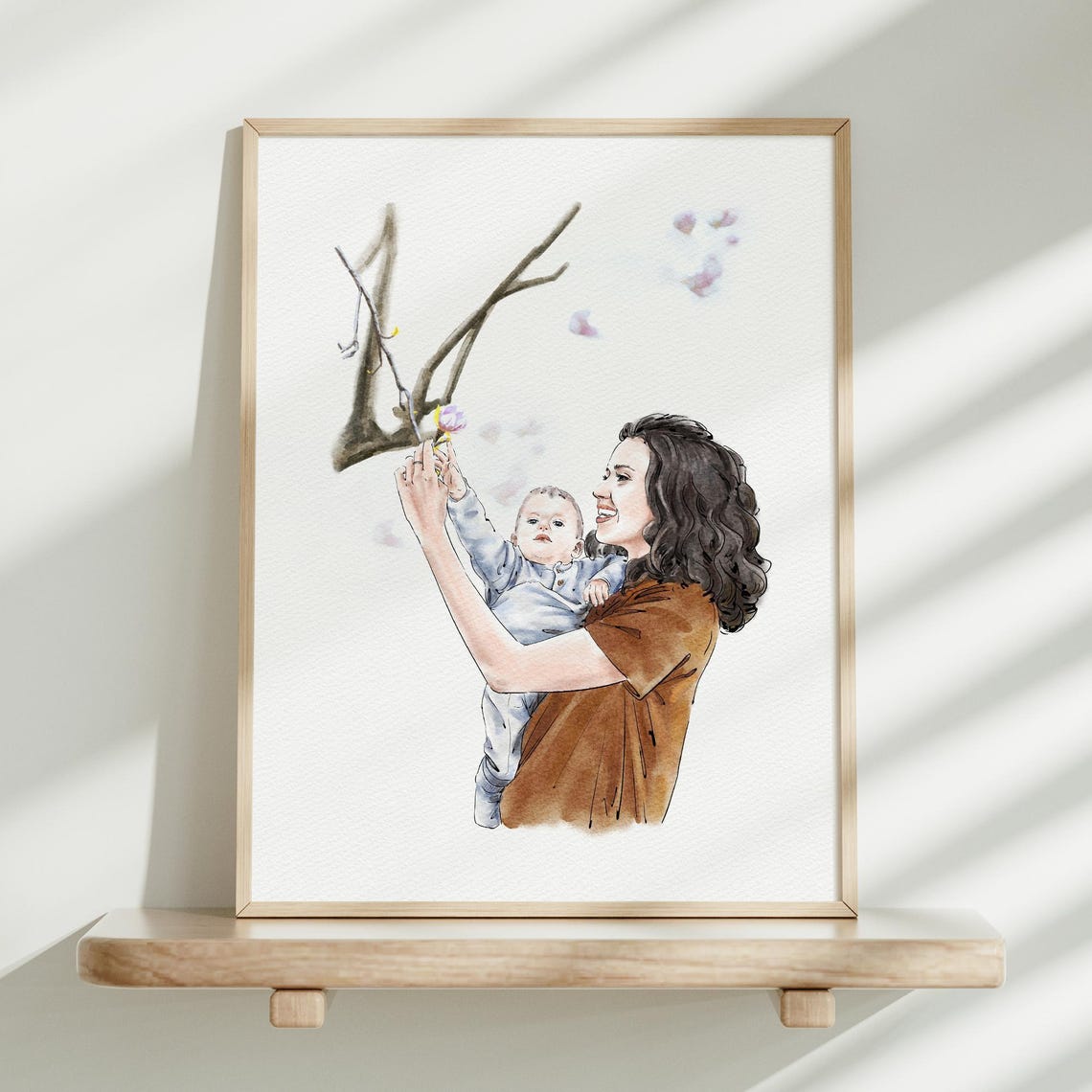 Woman Hugging Large Brown Dog Watercolor Pet Portrait Poster - Image 4