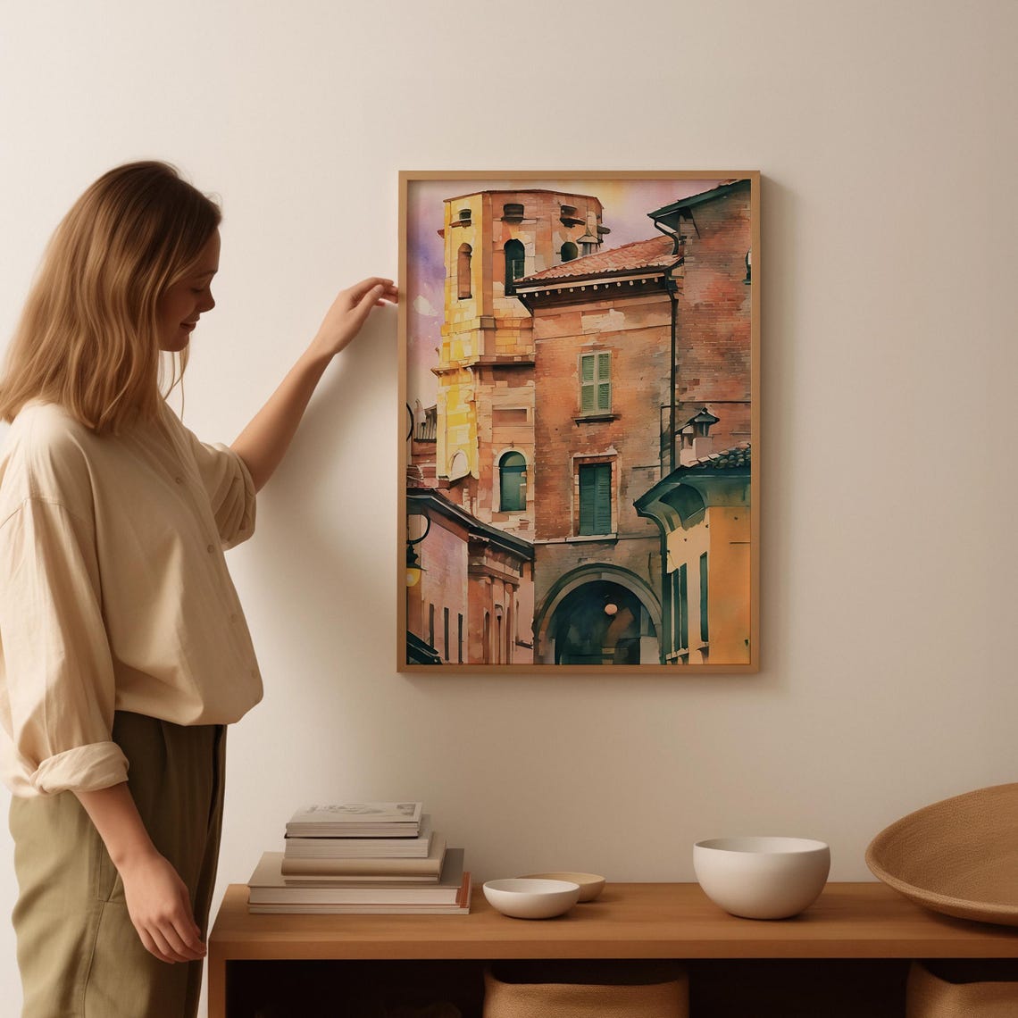 Reggio Emilia Watercolor Art Reggio Emilia Wall Art Reggio Emilia Painting Reggio Emilia Artwork Travel Poster Print Reggio Emilia Art - Image 3