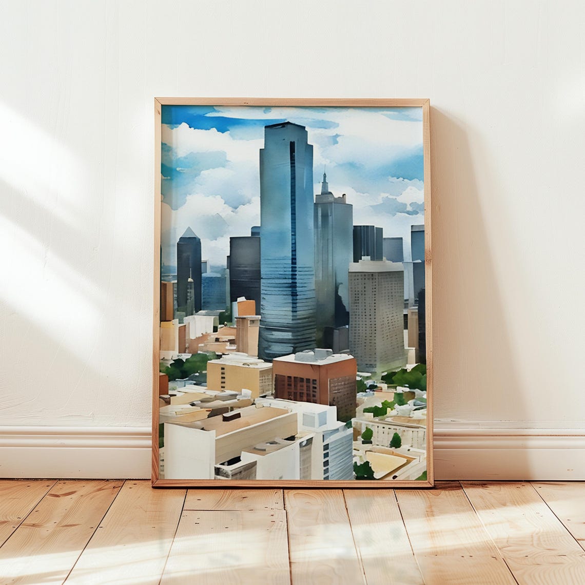 Dallas Watercolor Painting Dallas Art Print Dallas Wall Art Travel Poster Travel Gift Art Print Unique Home Decor