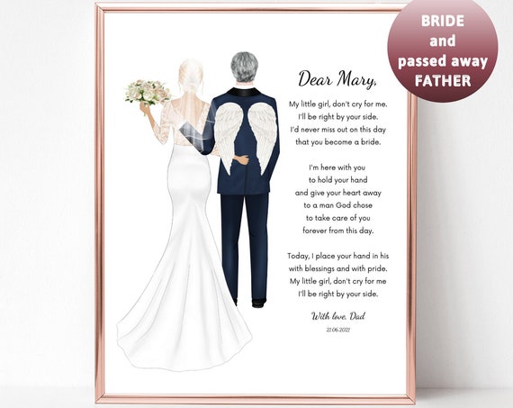Dear Mary Passed Away Father Angel Wings Wedding Memorial Poem Print