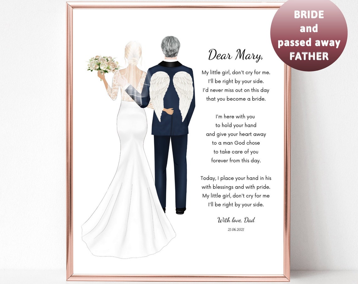 Dear Mary Passed Away Father Angel Wings Wedding Memorial Poem Print
