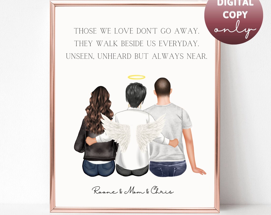 Mom In Heaven Memorial Art Print, Family Remembrance