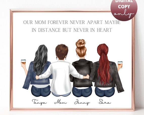 Mom With Her Three Daughters Forever Never Apart Gift Poster