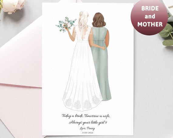 Bride and Mother Sage Gown Today a Bride Tomorrow a Wife Wedding Poem Print