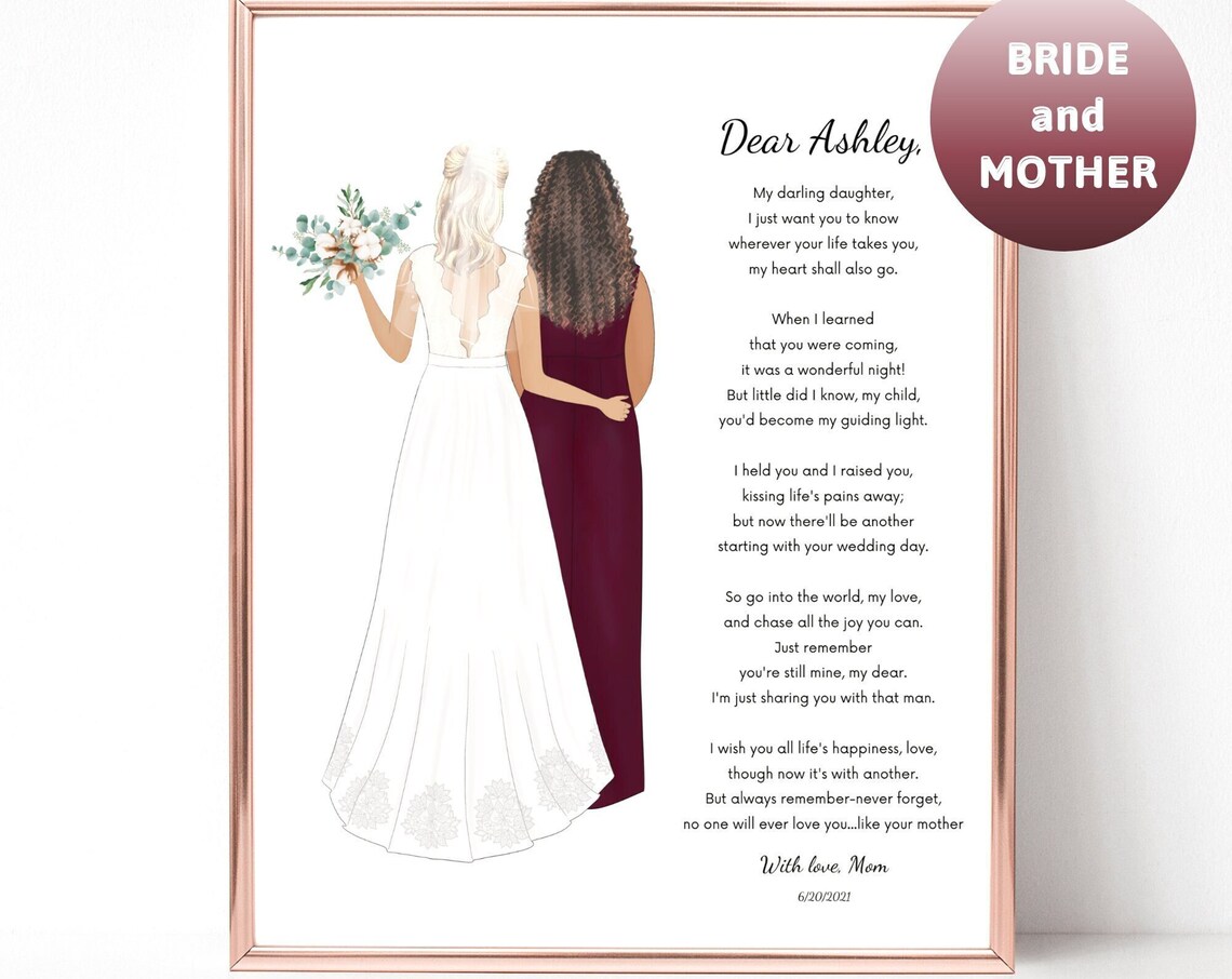 Dear Ashley Mother of the Bride Poem Custom Wedding Keepsake Poster