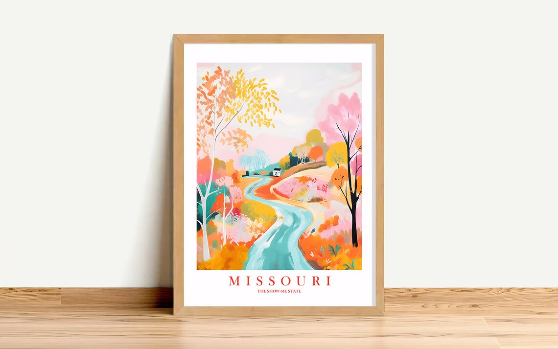 Missouri Retro Travel Poster, Show Me State Print
