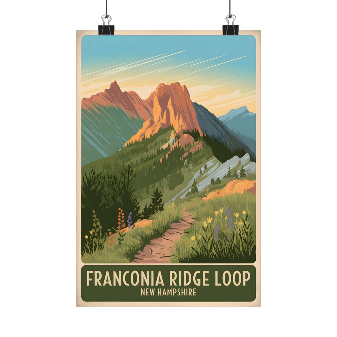Franconia Ridge Loop Art Print, New Hampshire Mountain Landscape