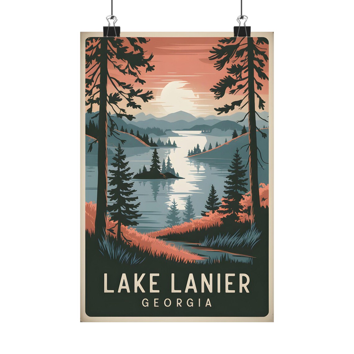 Lake Lanier Georgia Vintage Style Art Print