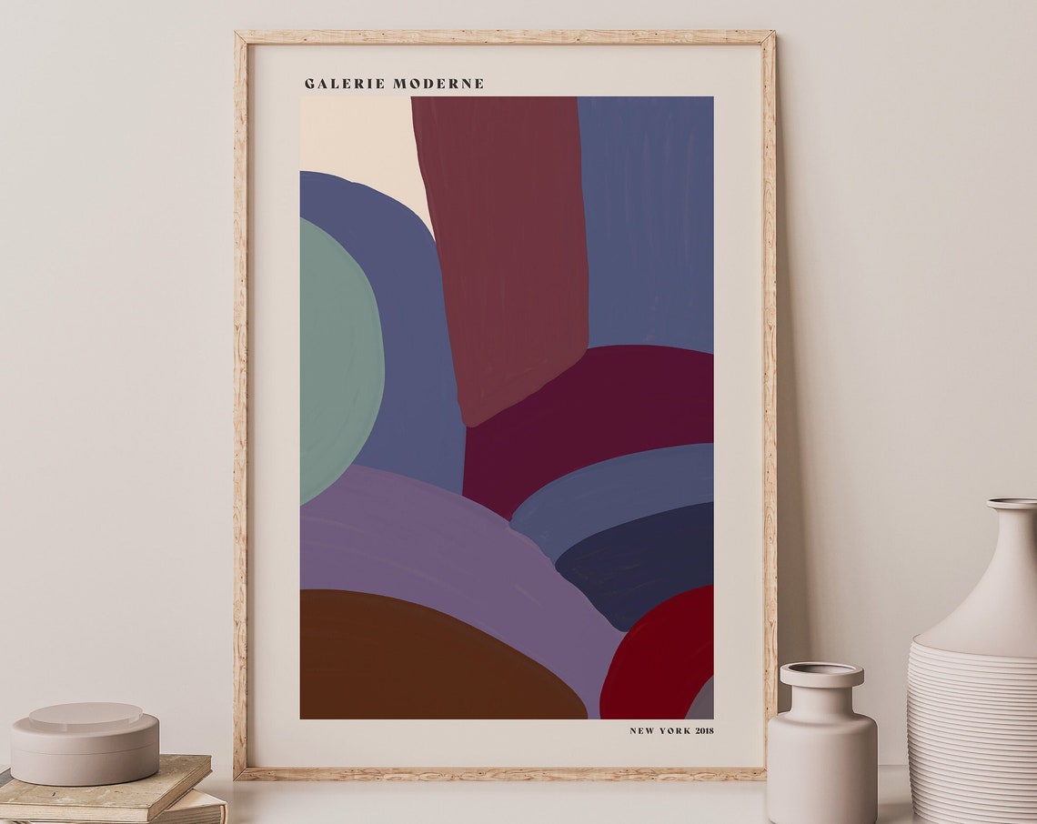 Galerie Moderne Bold Terracotta Periwinkle Abstract Shapes Poster