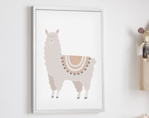 Cute Llama Doodle Nursery Art Gender Neutral Kids Room Poster
