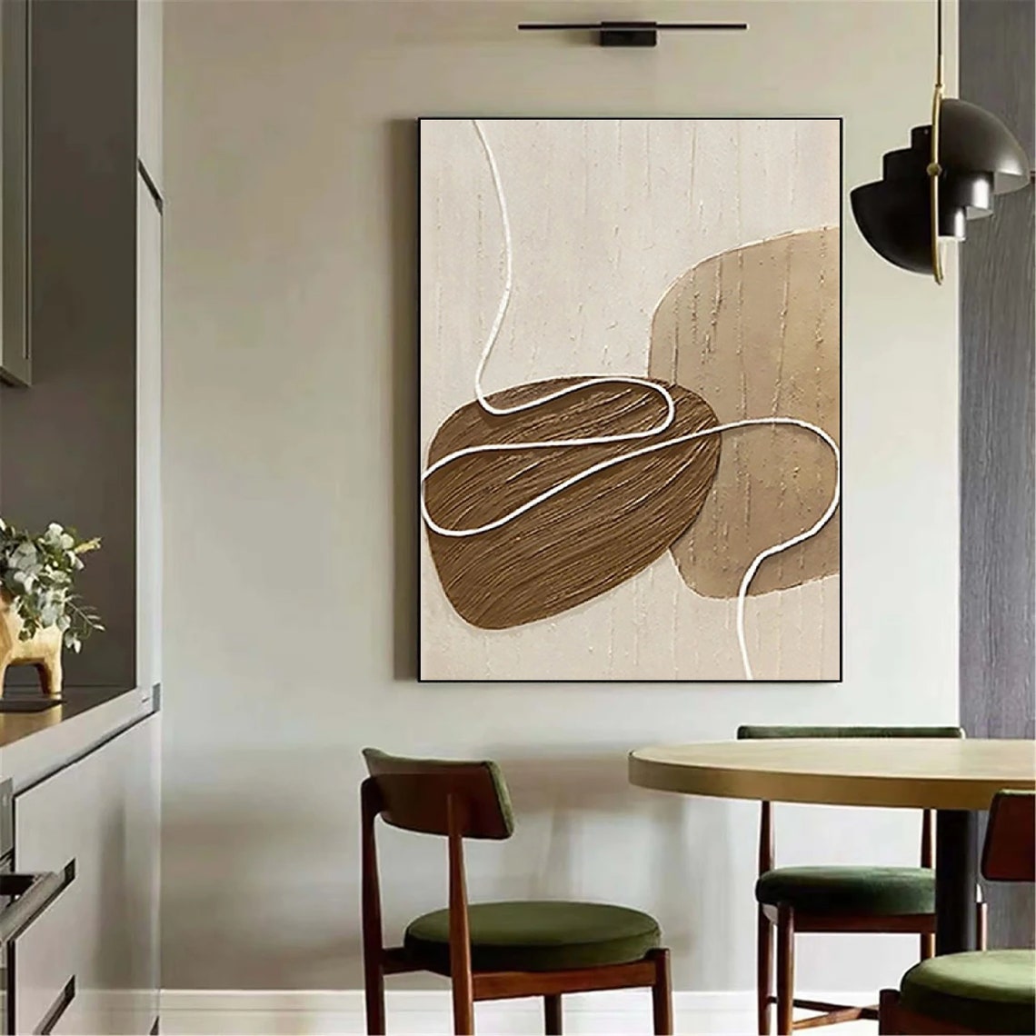 White And Beige Minimalist Wall Art Wabi Sabi Wall Art Oversize Minimalist Painting On Neutral Textured Painting Brown Wall Decor - Image 4
