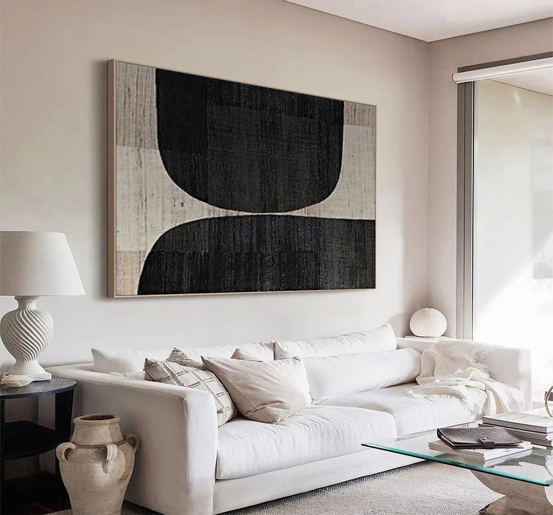 Black Abstract Wall Art Black Beige Textured Painting Black Wabi Sabi Wall Art Modern Abstract Minimalist Painting Neutral Wabi Sabi Art - Image 3