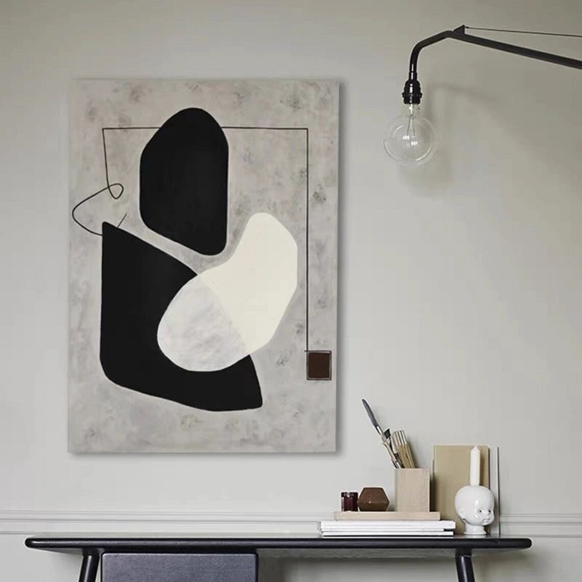 Black White Organic Shapes Abstract Gray Modern Gallery Art Poster - Image 5
