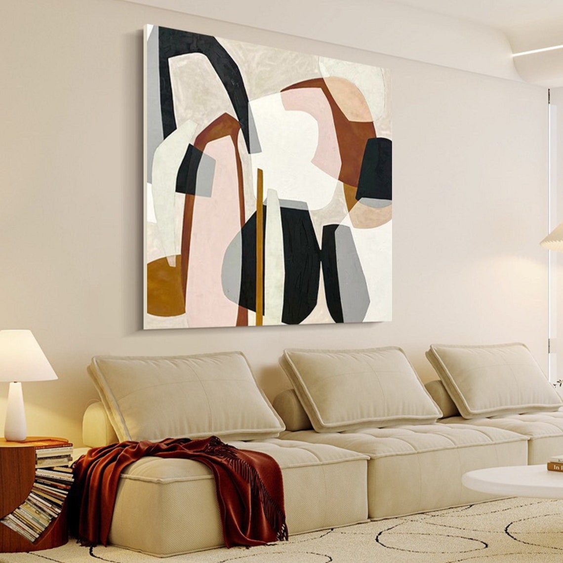 Blush Pink Rust Black Rounded Arch Shapes Abstract Art Poster - Image 5