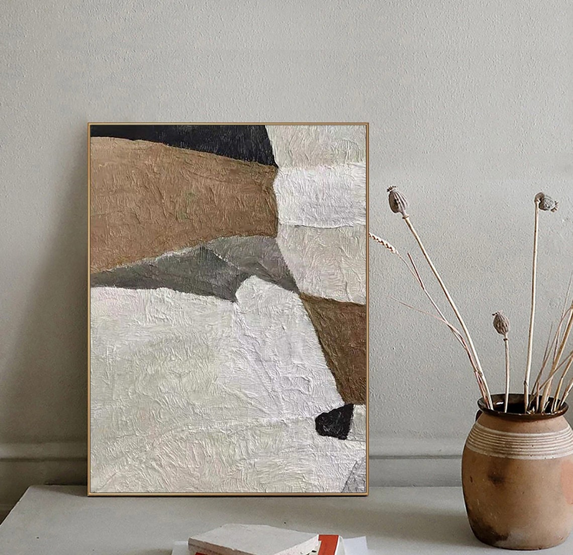 Original Beige White Abstract Painting White Minimalist Art White Wall Art Texture Painting White And Brown Oil Painting Beige Painting - Image 3