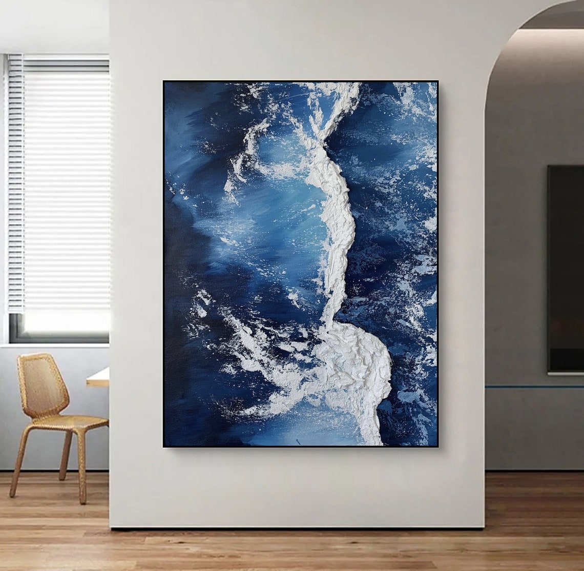 Aerial Blue Ocean White Surf Ridge Textured Abstract Neutral Poster - Image 5