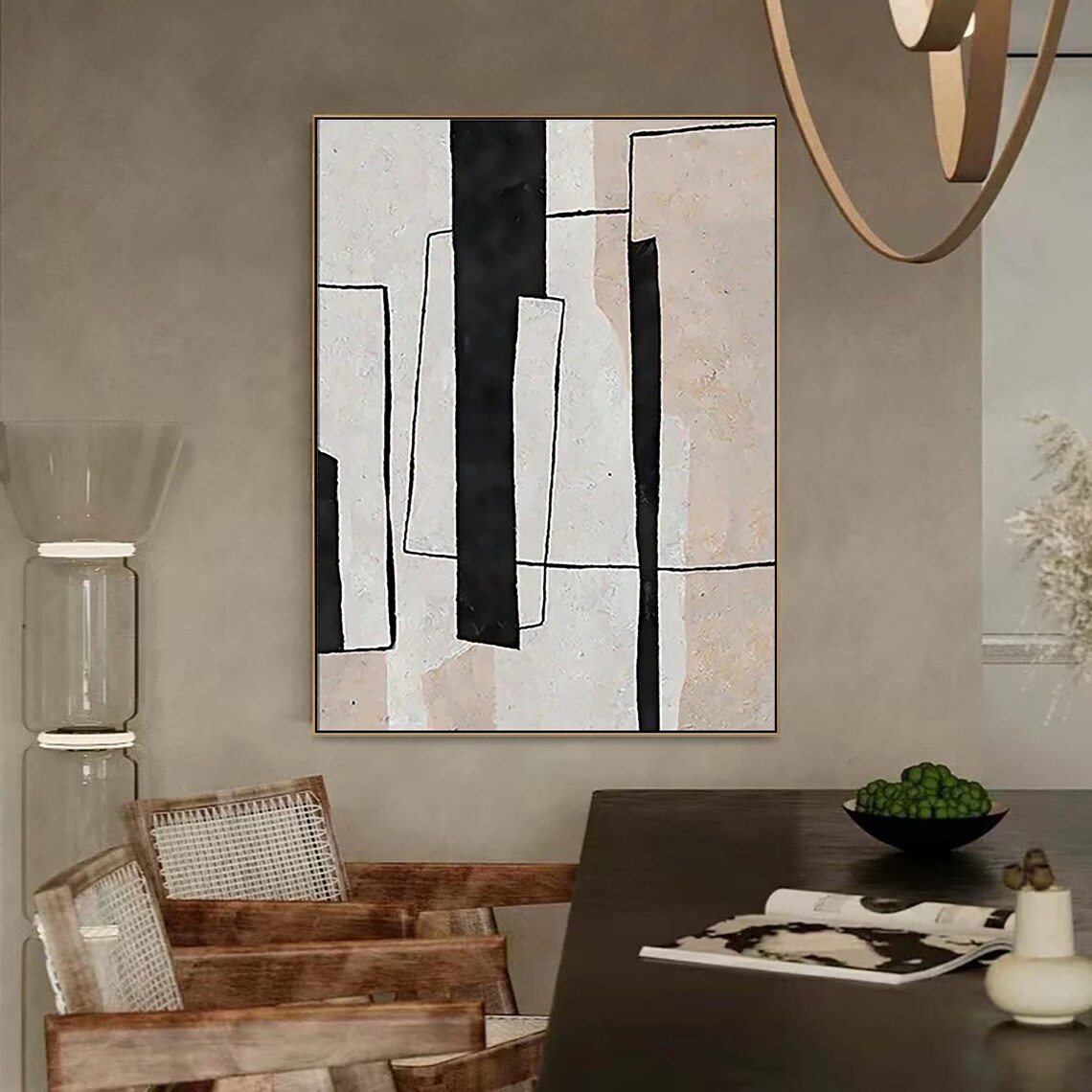 Black and White Vertical Bar Geometric Minimalist Abstract Poster - Image 3