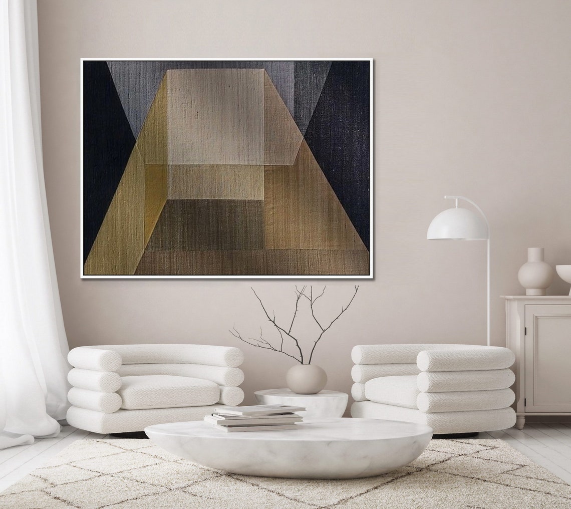 Light Beige Corridor Window Textured Geometric Minimalist Poster - Image 5