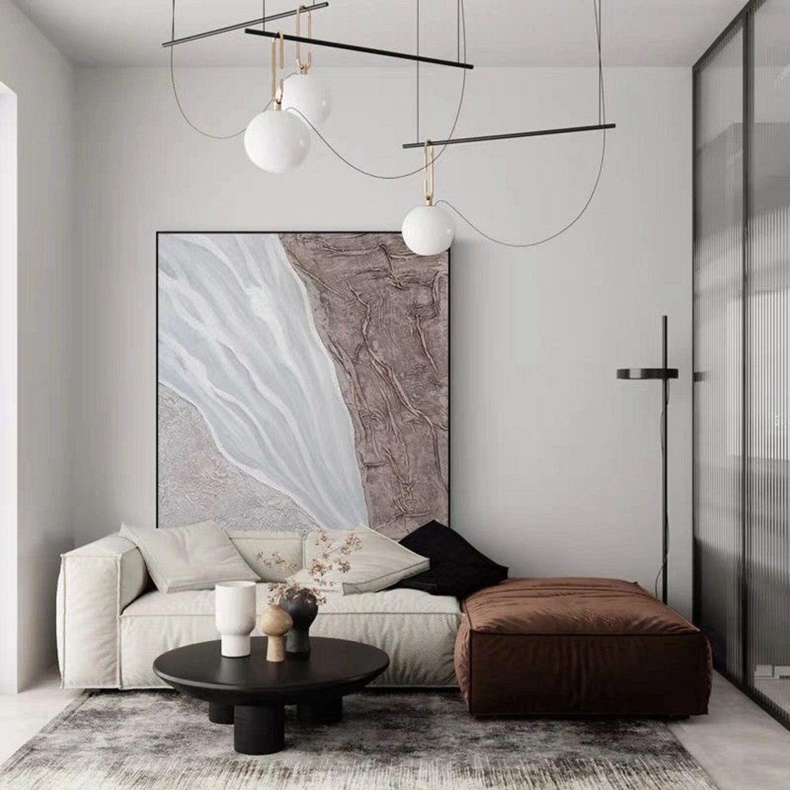 Beige And White Abstract Painting Beige White Wall Art White Texture Wall Art Beige White Wall Painting Beige White Wall Art - Image 4