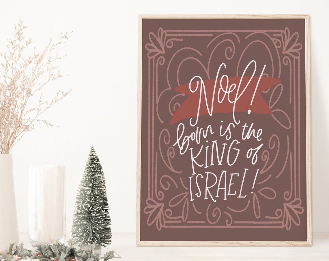Noel Born is the King of Israel Rustic Brown Christmas Poster