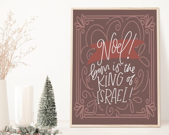 Noel Born is the King of Israel Rustic Brown Christmas Poster