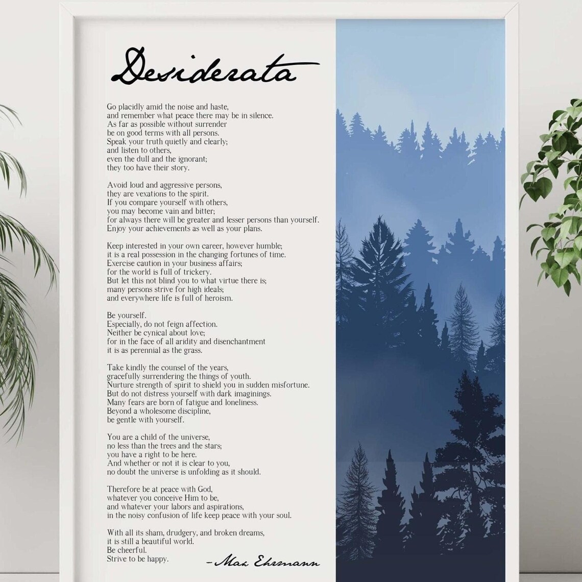 Desiderata Poem Art Print, Max Ehrmann Literary Decor