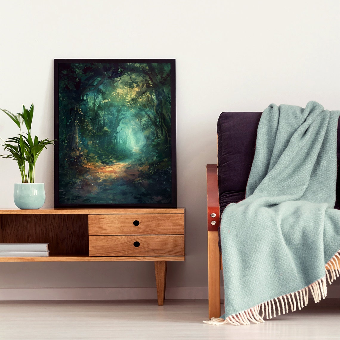 Dark Mystical Forest Path Oil Painting Enchanted Woods Poster - Image 7
