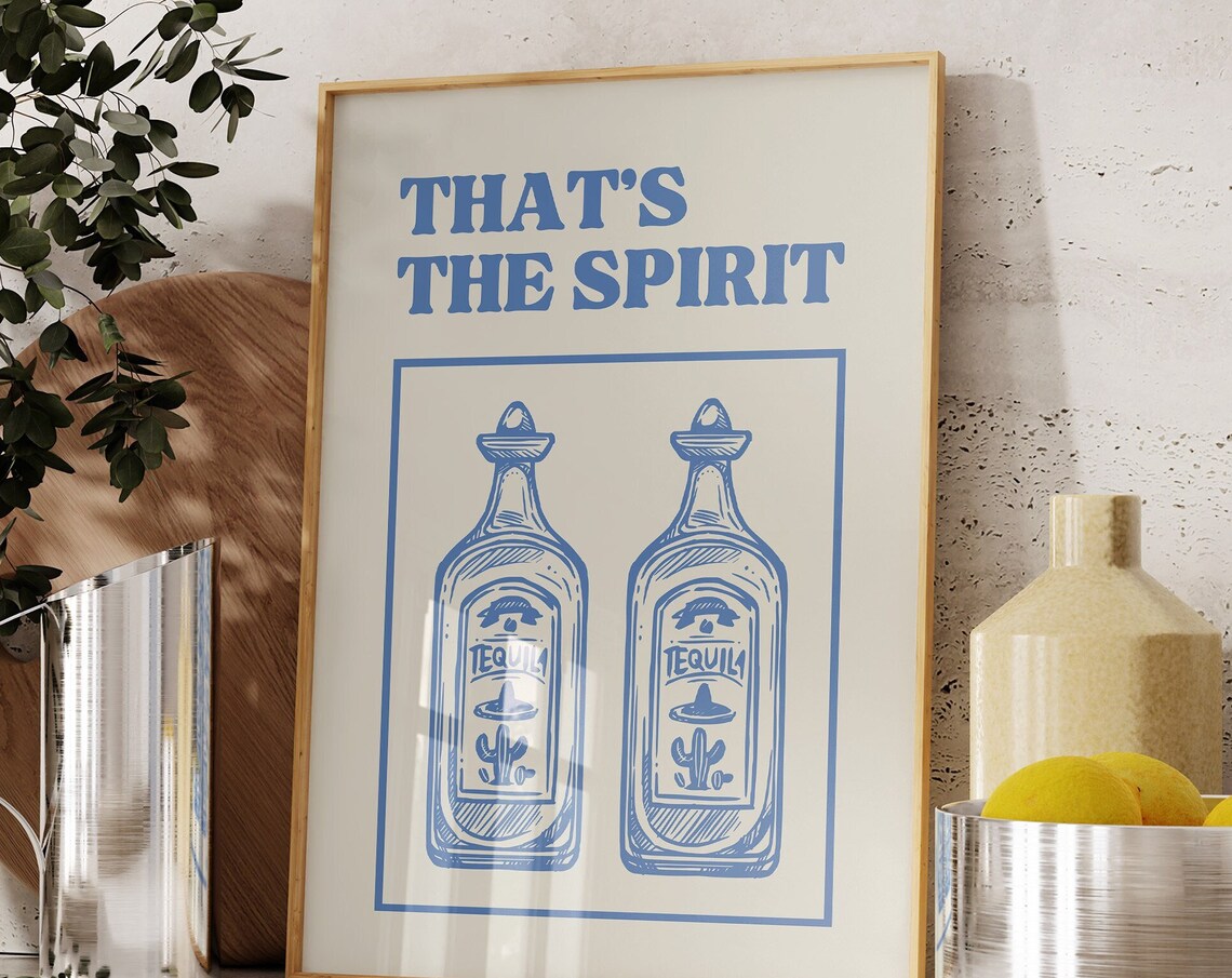 Vintage Liquor Bar Art Print, Bar Cart Poster