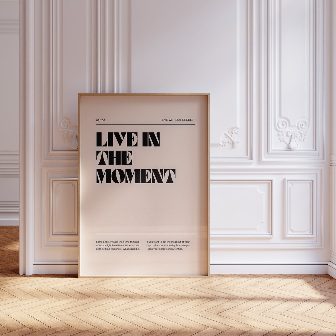 Live In The Moment Bold Minimalist Motivational Quote Art Poster