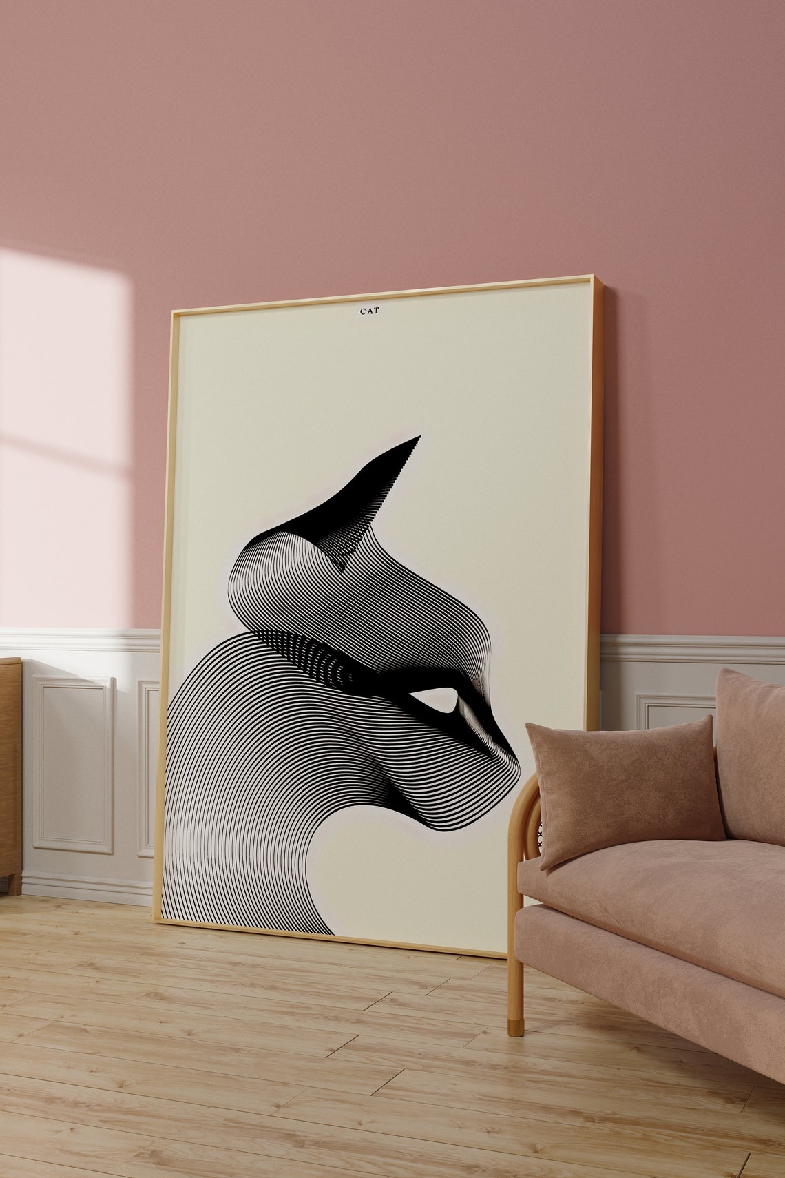 Abstract Cat Profile Black Line Drawing Minimalist Art Poster - Image 2