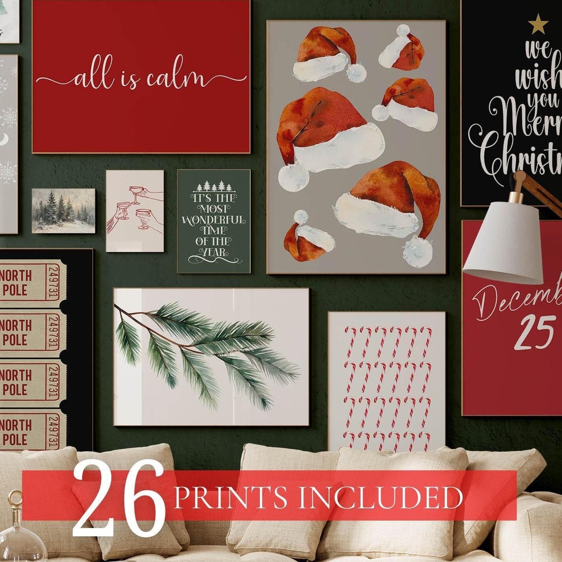 26 Christmas Prints Bundle Festive Gallery Wall Holiday Poster Set