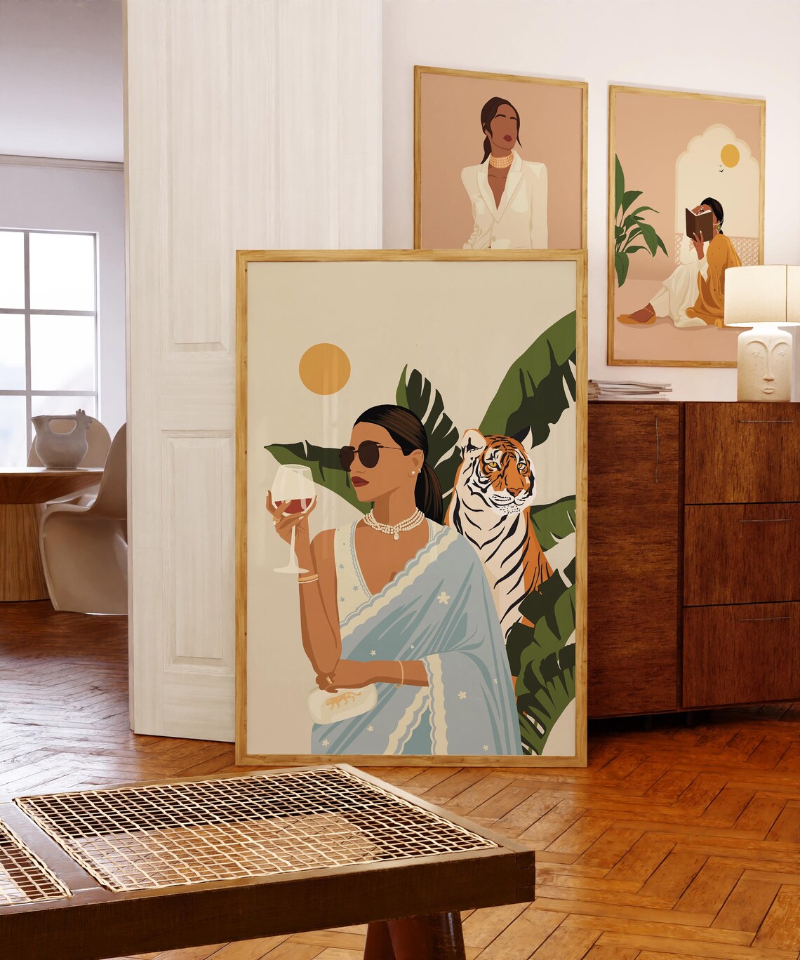 Modern Indian Woman Drinking Art Print, South Asian - Image 4