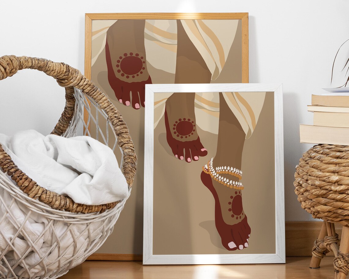 Indian Woman Feet With Kundan Payal, Boho Art Print - Image 4