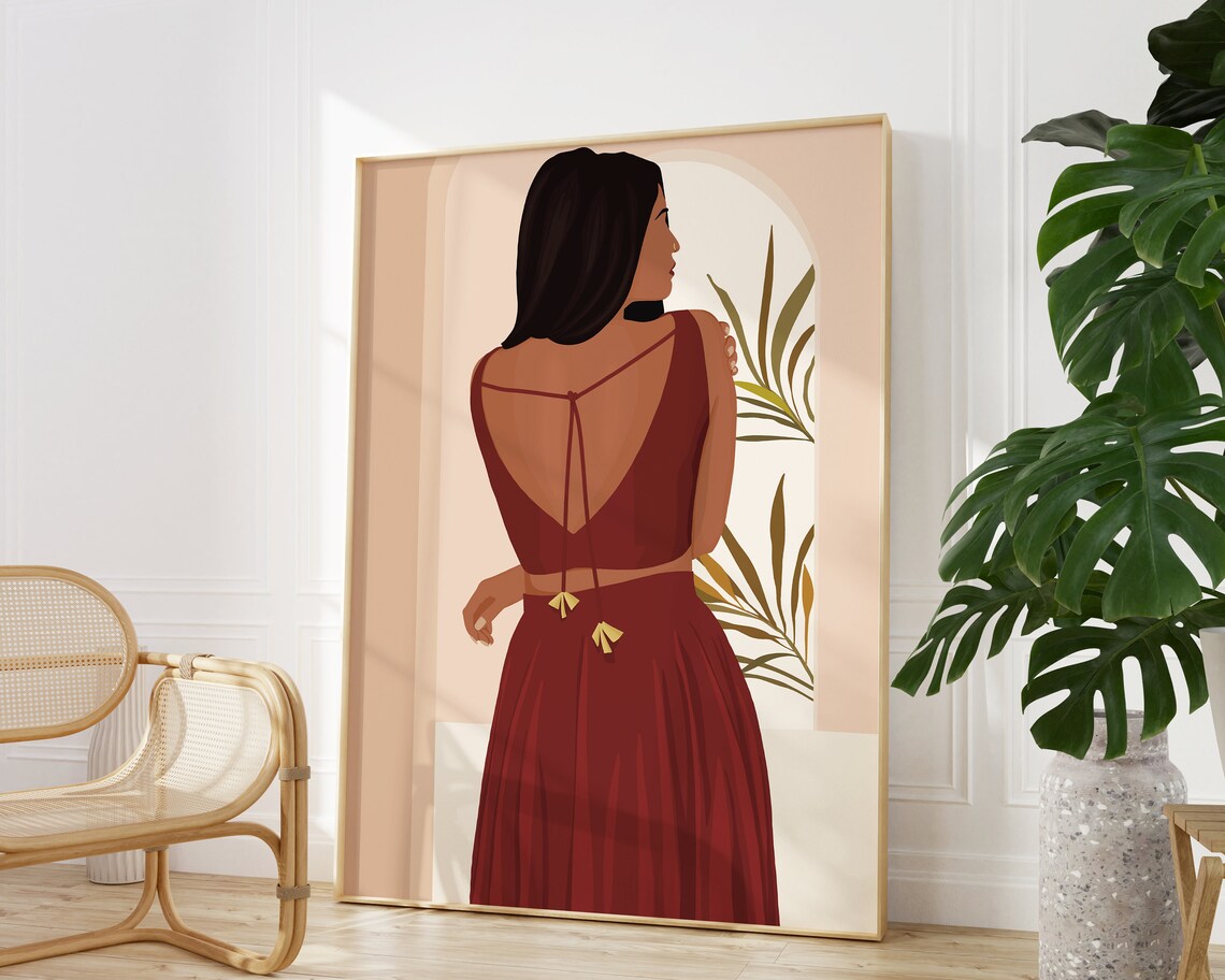 Desi Art Indian Woman Illustration, Boho Art Print - Image 3