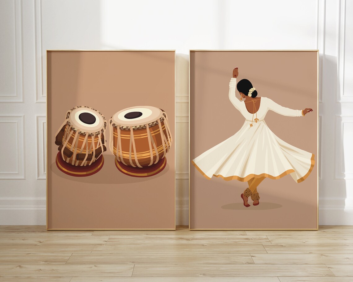 Tabla Art Music Instrument, Retro Indian Poster - Image 2