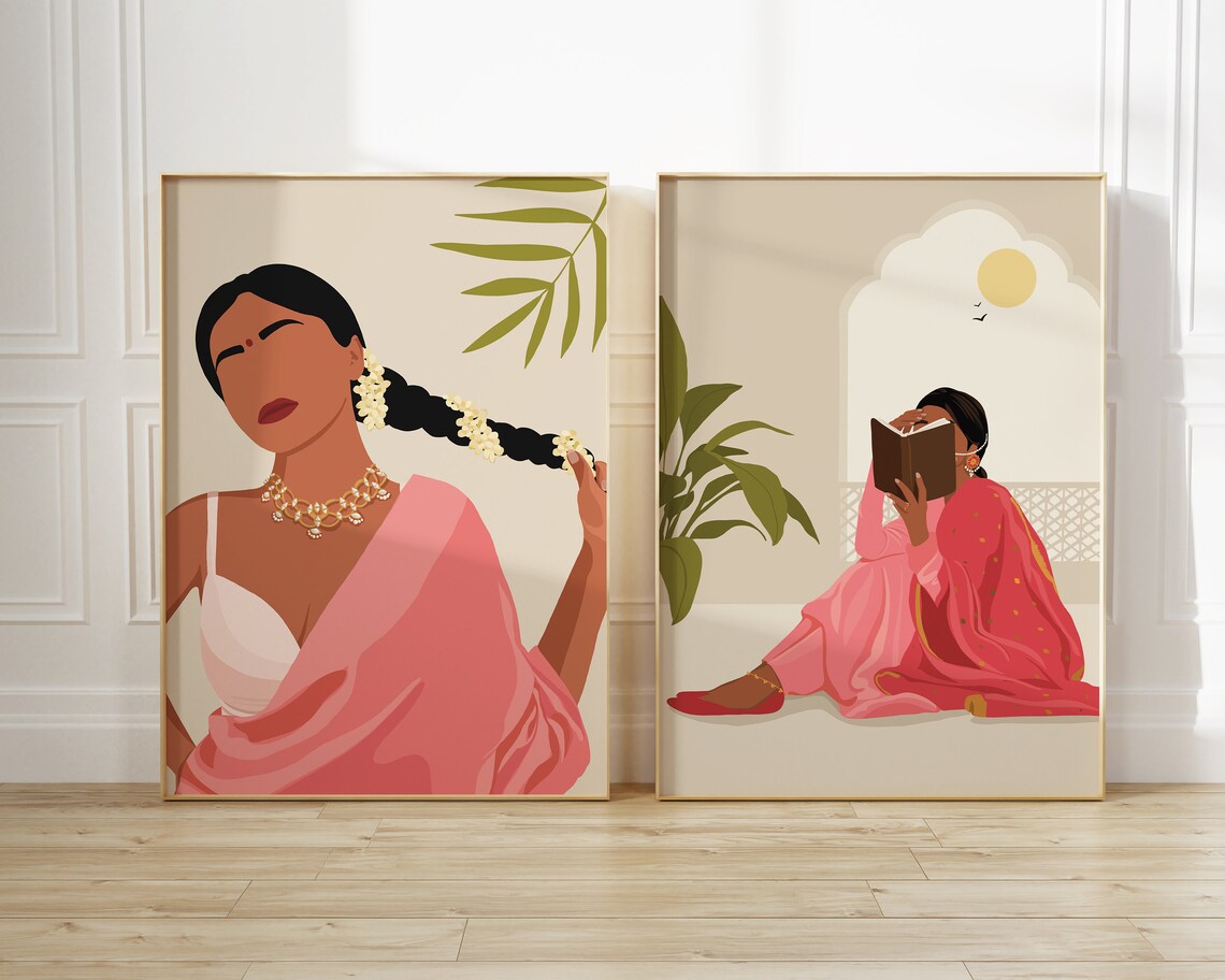 Indian Woman Reading - Boho Art - Image 4