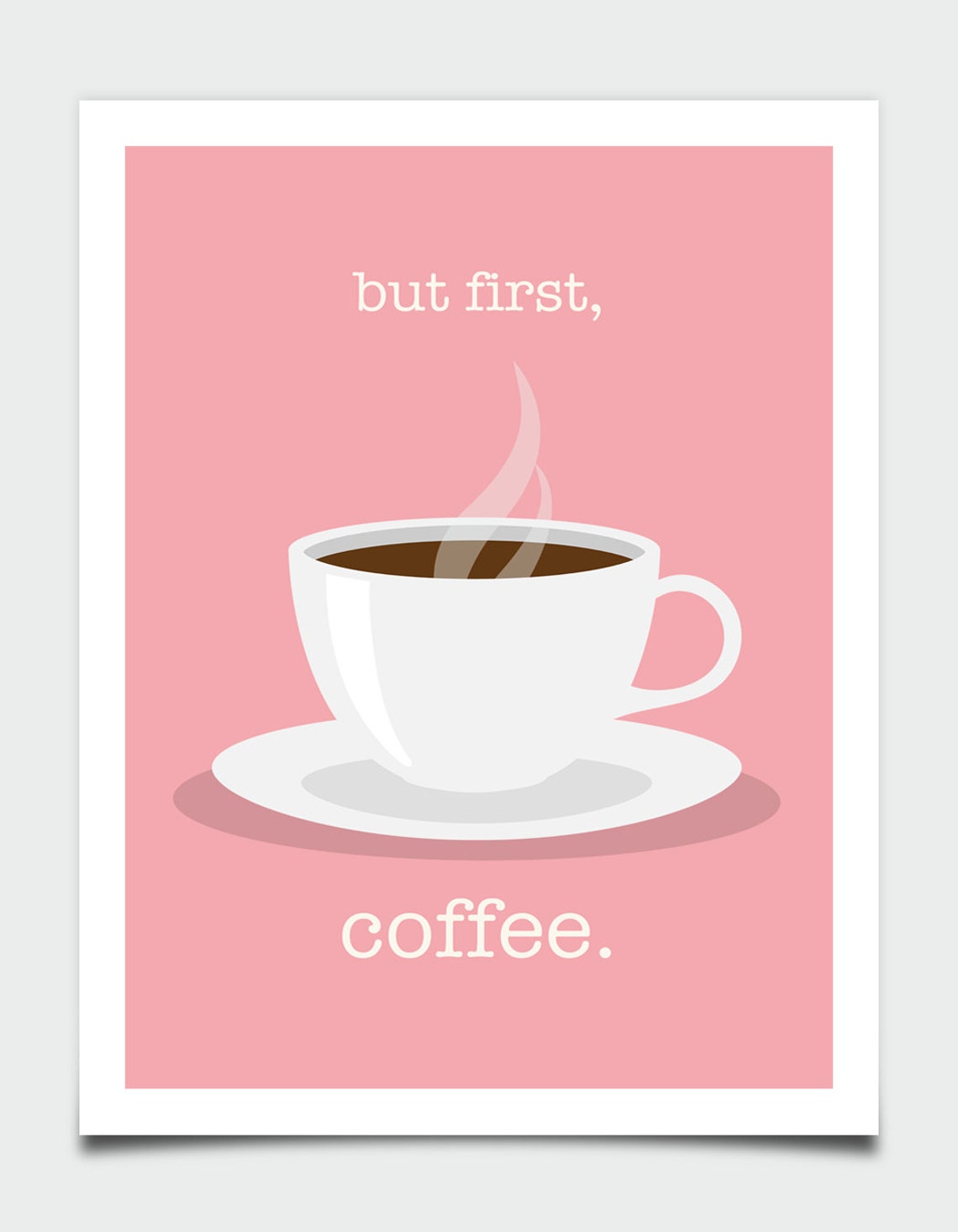 But First Coffee Pink Coffee Cup Funny Kitchen Quote Wall Art - Image 3