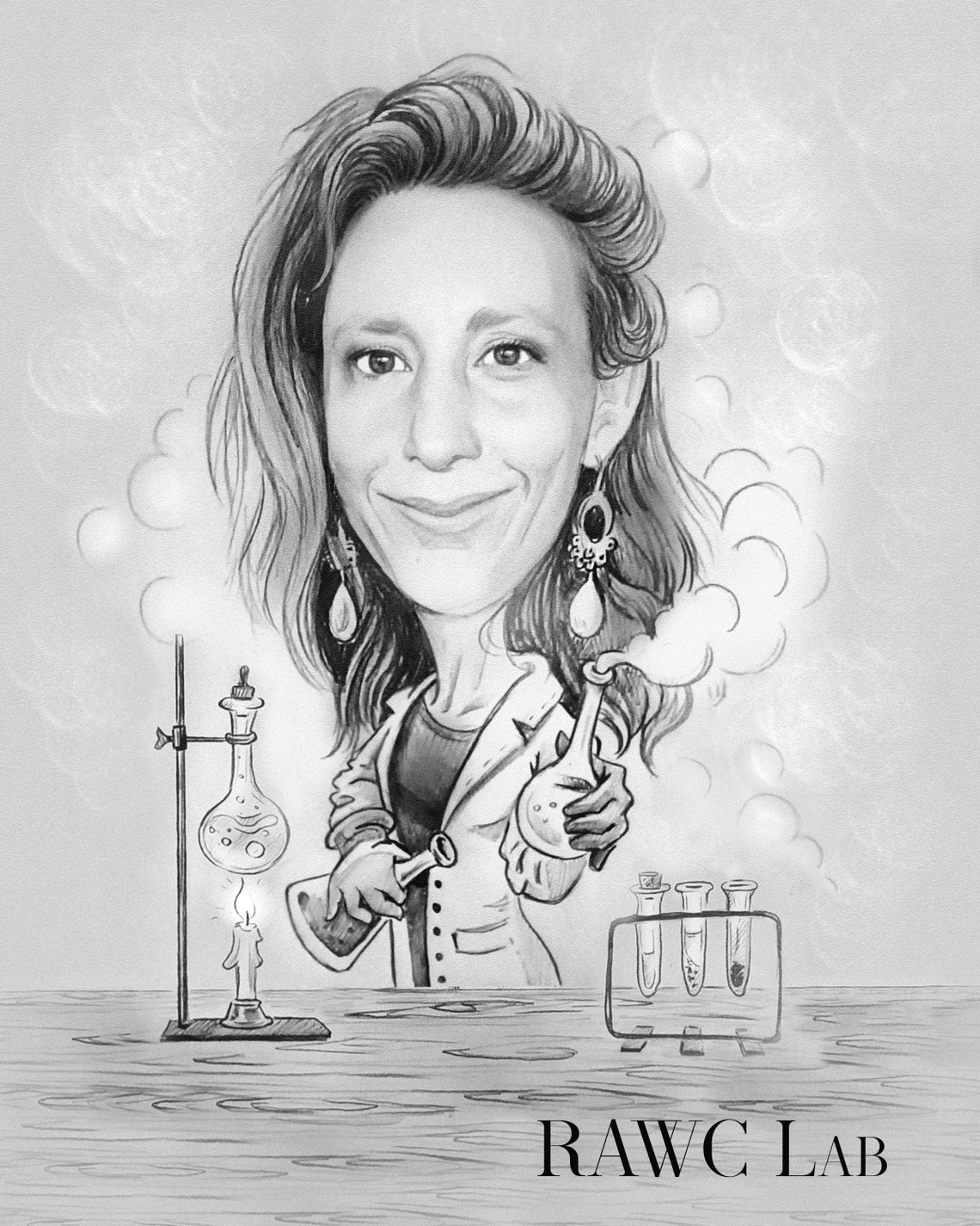 Custom Chemistry Teacher Pencil Caricature From Photo Poster - Image 4