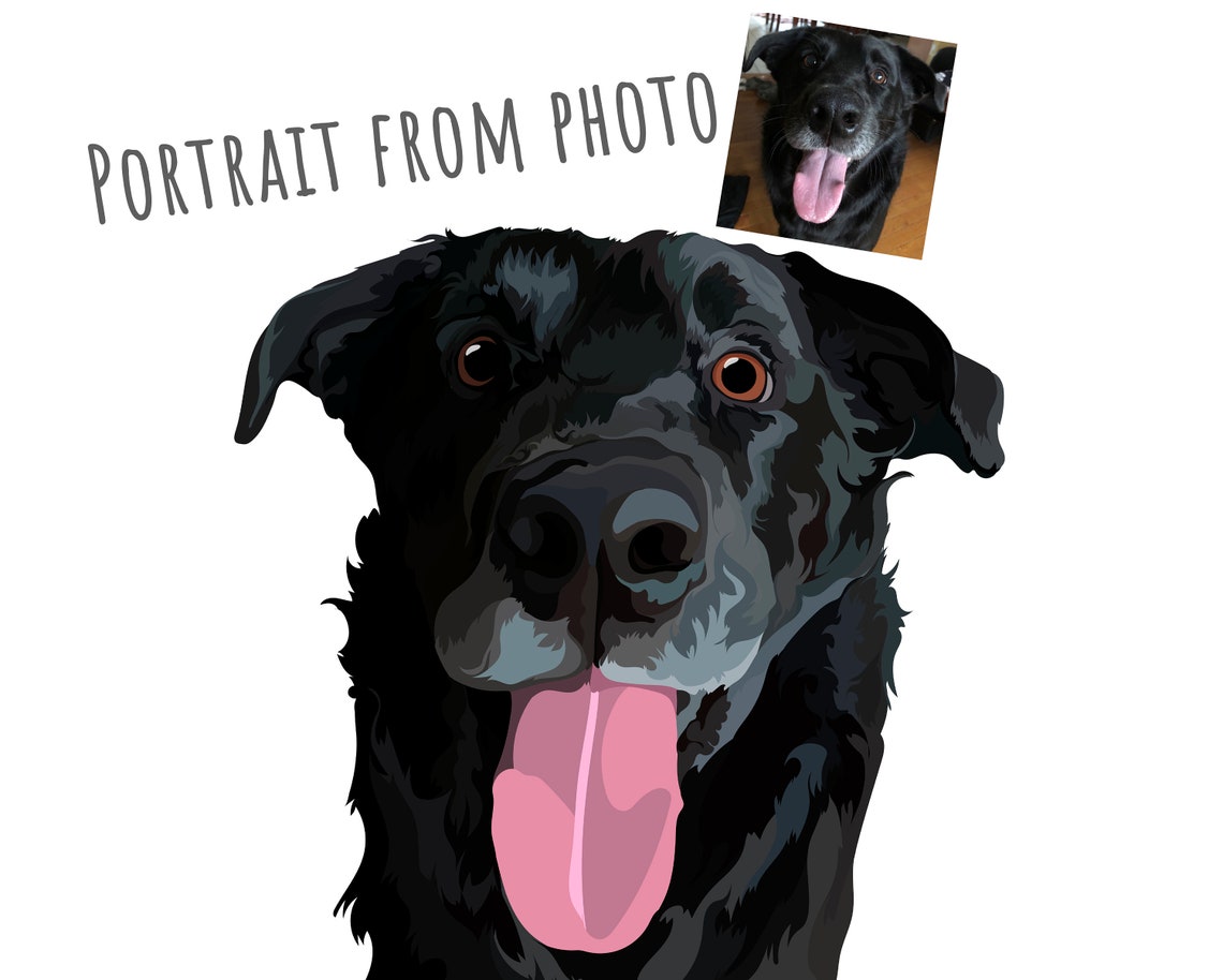 Custom Black Dog Peekaboo Portrait Tongue Out Fun Gift Poster