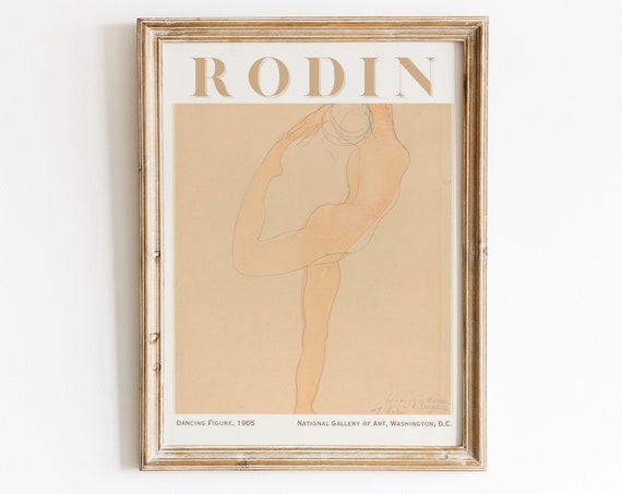 Nude Woman Painting Rodin Abstract Dancer Sketch Neutral Wall Art Watercolor Gallery Print Dancing Figure Minimalist Art