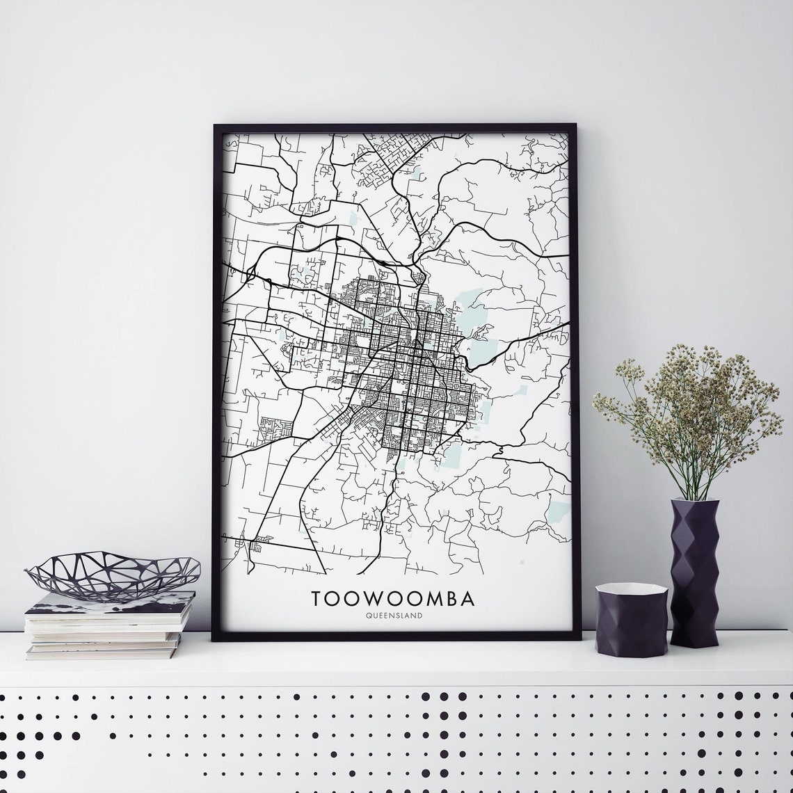 Toowoomba Queensland City Map Minimalist Black Frame Travel Poster