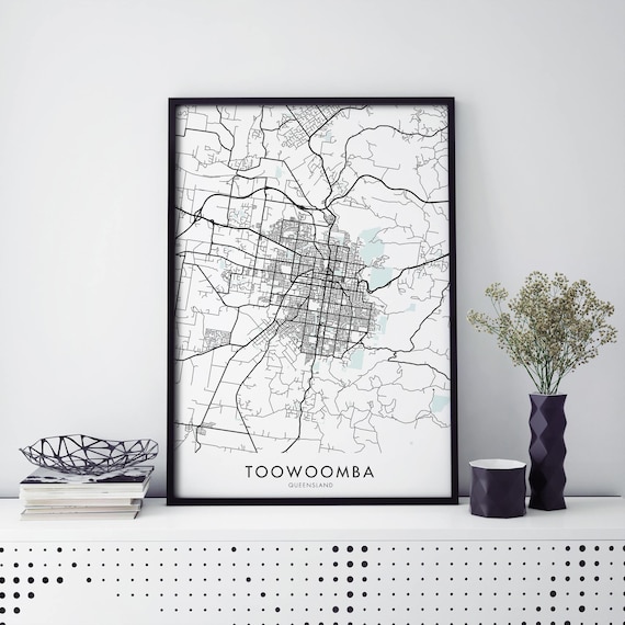 Toowoomba Queensland City Map Minimalist Black Frame Travel Poster