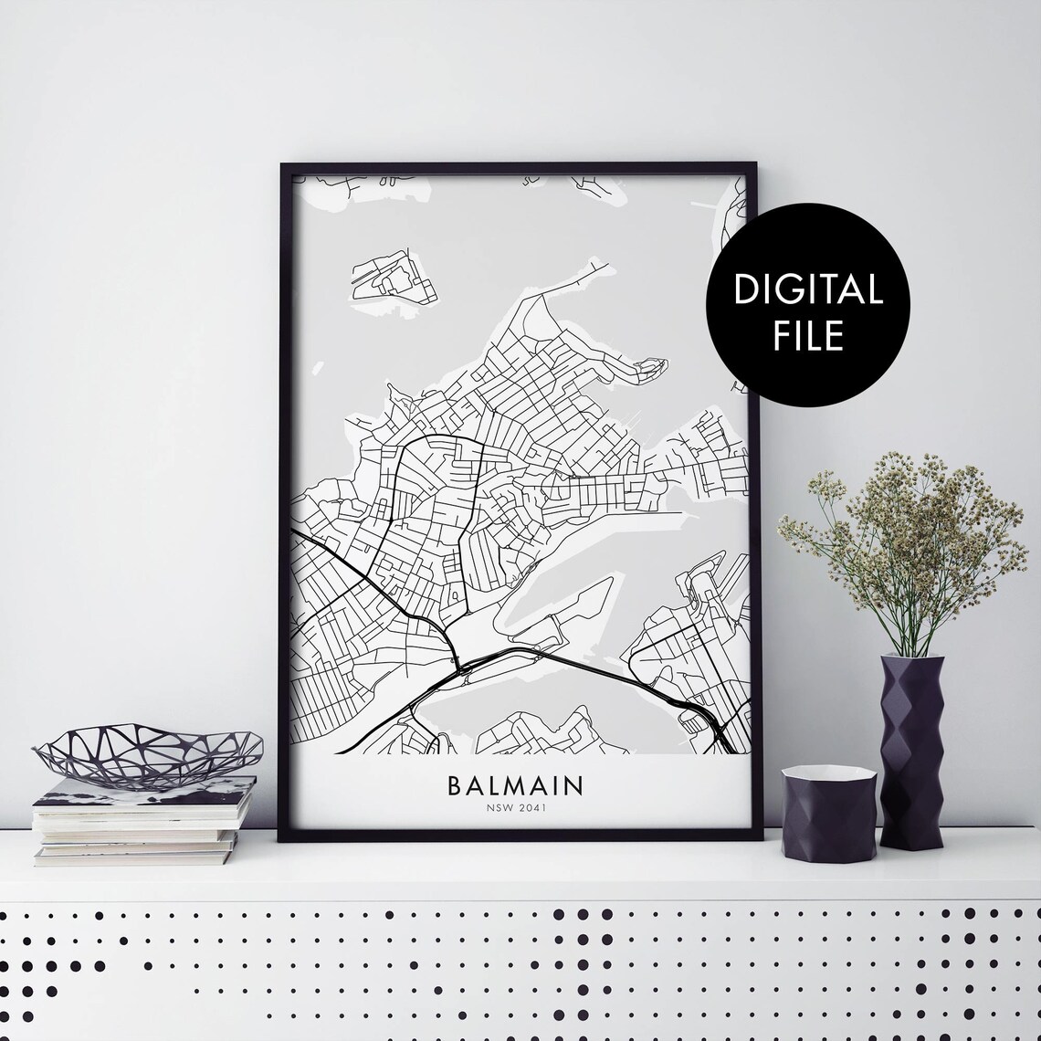 Balmain Sydney Australia City Map Art Print
