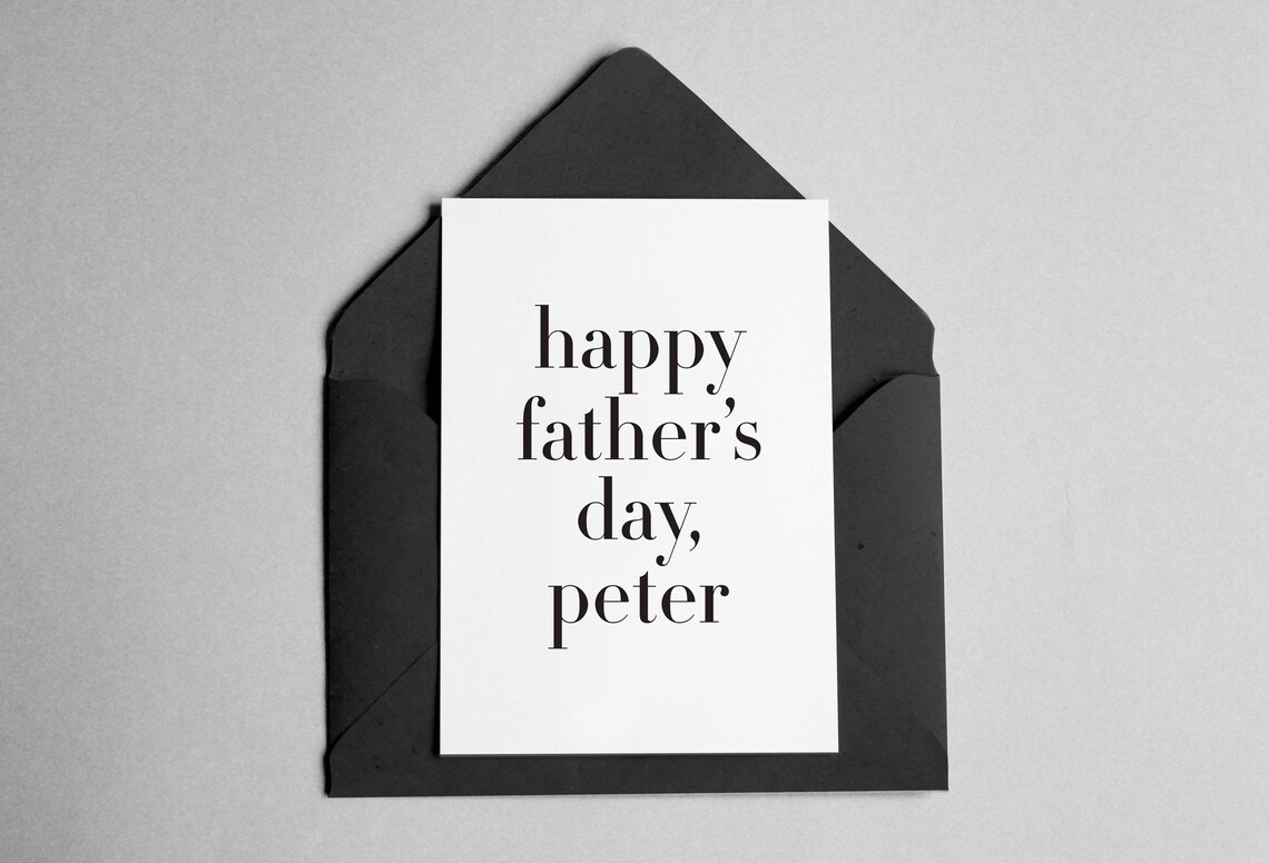 Personalized Fathers Day Card, Contemporary Minimalist Print