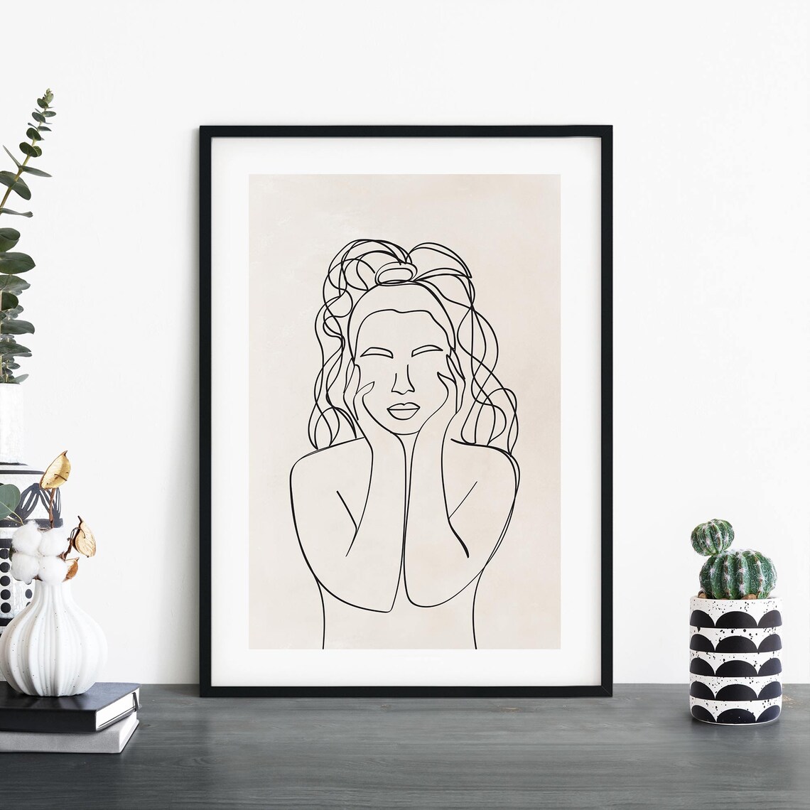 Woman Line Art Portrait Minimalist Female Beauty Decor Poster