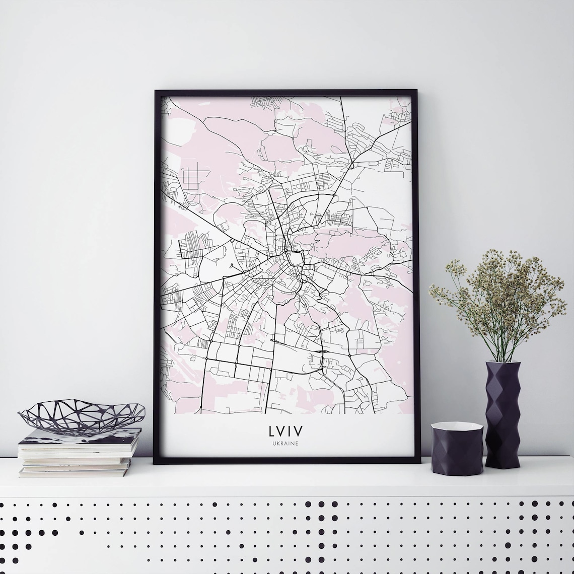 Lviv Ukraine Minimalist City Street Map Line Art Travel Poster